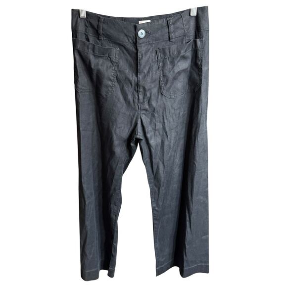 Maeve Anthropologie Pants The Colette Wide Leg Linen Blend Cropped Black 30 - Picture 1 of 11